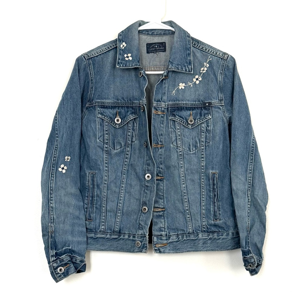 Lucky Brand Blue Embroidered Denim Jacket